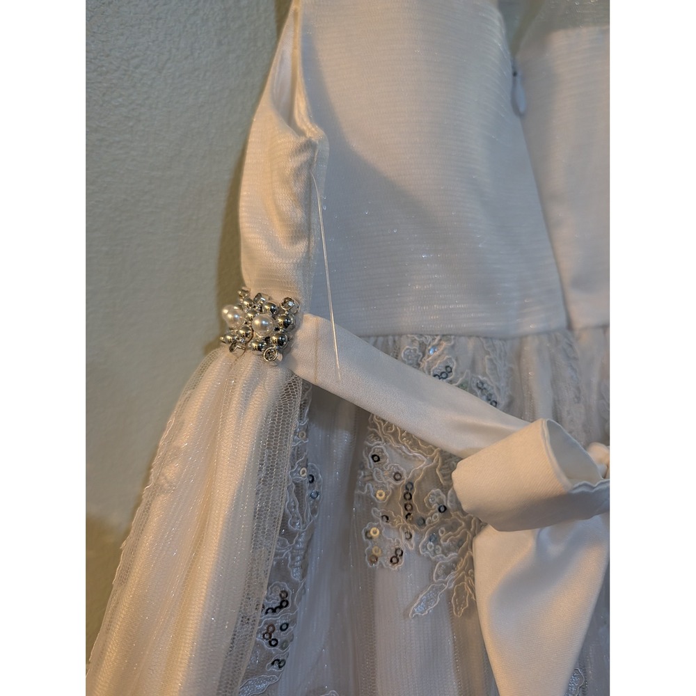 American Princess Size 4 White Lace Sequin Dress Angelcore Coquette Flower Girl - Picture 5 of 16